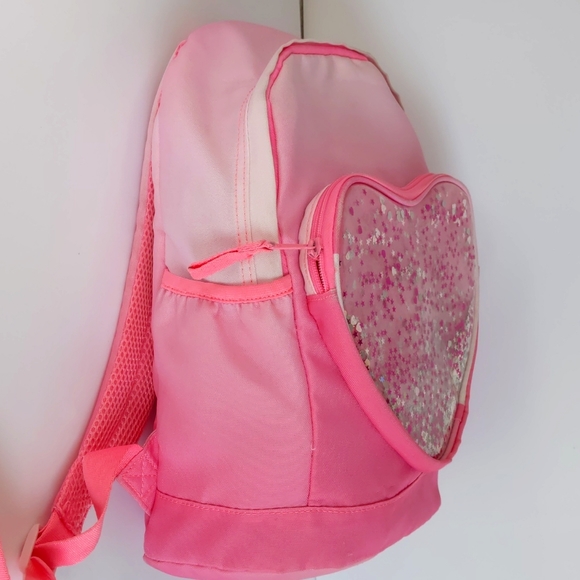 Kids Gap Pink Ombre Glitter Heart Backpack - Picture 6 of 12